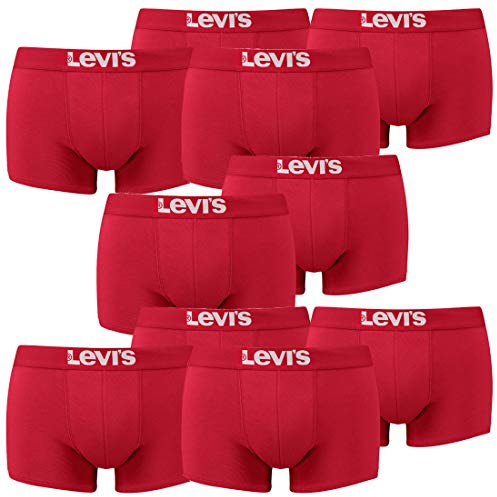 10er Pack Levis Men Solid Basic Trunk Boxershorts Unterhose Pant Unterwäsche, Farbe:186 - Chili Pepper, Bekleidungsgröße:XL