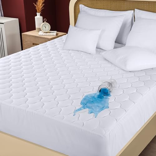 Utopia Bedding Gesteppter wasserdichter Queen-Matratzenschoner, Matratzenauflage, Matratzenbezug dehnbar bis zu 40,6 cm tief, Matratzenauflage