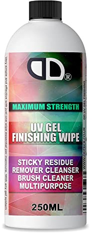 UV Gel Finishing Wipe Multipurpose Remover Sticky Residue Remover, Cleanser, Brush Cleaner Solution Super Concentrated 250ML