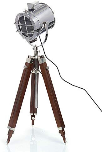 Malla Inc. Nautical Studio Lampe de recherche avec trépied en bois | Spot industriel | Lampadaire