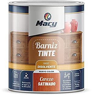 Macy Barniz Tinte Satinado de Alta Decoración Interior y Exterior. 750 Militros. Color Cerezo