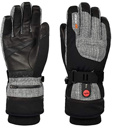 30seven, Gants Chauffants pour Hommes et Femmes avec Batteries Rechargeables, imperméable au Vent imperméable à l'eau, conçu pour Le Ski et Les températures extrêmes, Doigts Chauds, Gris, 8, S
