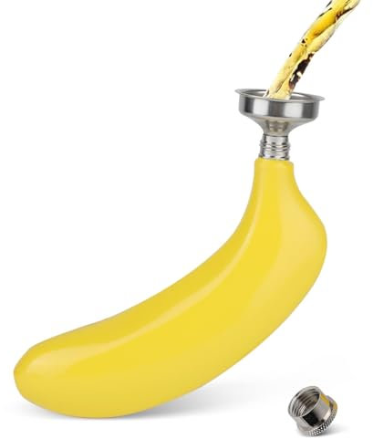 Cyrank 5oz Edelstahl Flachmann und Trichter, Tragbare Taschen Flachmann, Bananenform Flachmann, Whisky Taschenflasche, Wein-Fläschchen, Alkohol Flaschen mit Trichter, Flachmann Edelstahl