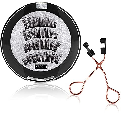 Magnetische Wimpern,3D Falsche Wimpern Wiederverwendbare Magnet Wimpern Schwarz Lange Künstliche Natürliche Wimpern Magnetisch Wimpern mit Zange für Make-up Volumentechnik Curl Wimpernextensions,#4