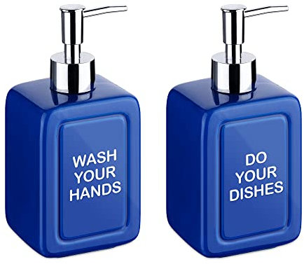 Navaris Dispensador jabon cocina - 2x Dosificador jabon baño y lavaplatos cocina - Set de 2x Bote para rellenar con gel para cocina encimera