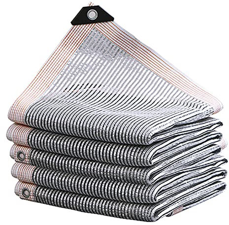 HDGZ Voile Solaire en Aluminium Protection,Voile d'Ombrage Rectangulaire, Filet Toile Serre Rectanglulaire, Feuille D'aluminium Pergola, Bâche Anti UV 55% pour Voiture, 4x7m/13.12x22.96ft