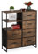 Relaxdays Kommode, 6 Schubladen, 3 Ablagen, Bücher & Deko, Regalkommode Industrial, HxBxT: 92x84x32 cm, braun/schwarz