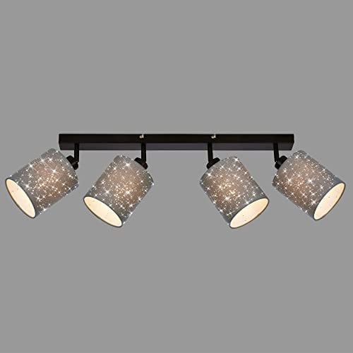 BRILONER Leuchten - Spotleuchte, Deckenspot mit Sterneneffekt, Deckenleuchte, Spotköpfe dreh- und schwenkbar, 4x E27. je max. 25 Watt, Grau-Schwarz, 650x130x155mm (max. 259mm) (LxBxH)