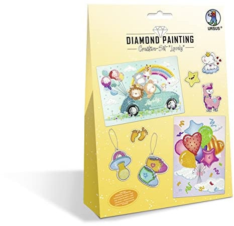 Ursus 43510005 - Diamond Painting Creative Set Lovely, Bastel-Set für Kinder zum kreativen Gestalten von Bildern, Anhängern und Stickern mit Diamanten