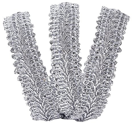 FINGERINSPIRE 13,7m 15mm Metallic Braid Spitzenbesatz Silber Centipede Spitzenband verziert Gimpenbesatz für Hochzeit Braut, Kostüm oder Schmuck, Kunsthandwerk und Nähen