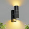 Unikcst LED Wandlampe mit Dämmerungsschalter Aussen Up Down Wandleuchte mit Lichtsensor IP44 Aussenlampe Schwarz inkl. 2x 5W GU10 Warmweiß Glühbirne,1 Stück
