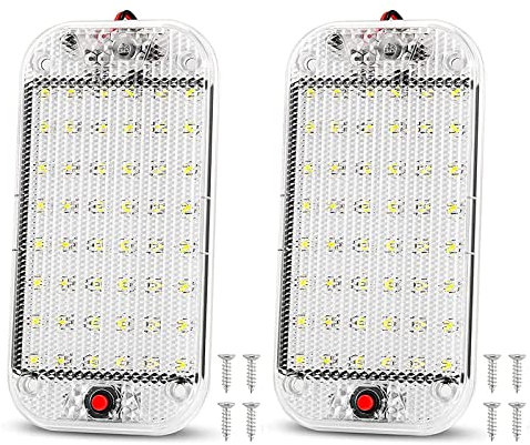 Auto-LED-Innenbeleuchtung, 10 W, 48 LEDs, hohe Helligkeit, Leselampe für Auto, Van, Wohnwagen, LKW, Wohnmobil, Boot, Wohnmobil (2 Stück)