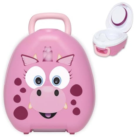 My Carry Potty - Pink Dragon Travel Potty, Award-Winning Portable Toddler Toilet Seat for Kids to Take Everywhere