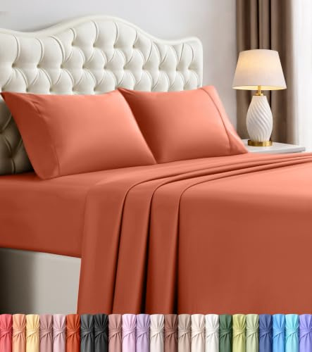 Utopia Bedding King Bed Sheets Set - 4 Piece Bedding - Brushed Microfiber - Shrinkage and Fade Resistant - Easy Care (King, Terracotta Orange)