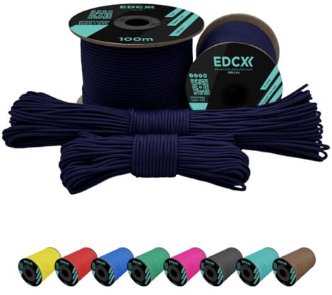 EdcX 2 mm Nylon Paracord 275 (15, 30, 50 and 100 m)– 100% Nylon rope, 3-Strand cord, Nylon cord 2 mm in Many Colours (Navy Blue, 100 m)