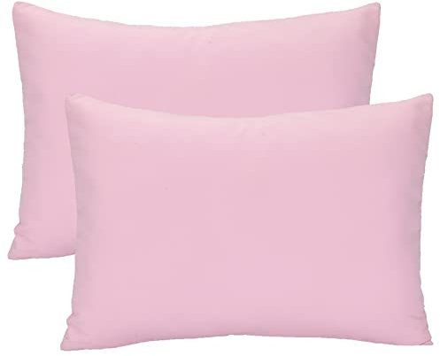 Winmany Confezione da 2 federe per cuscino da viaggio, morbida e traspirante, per bambini e ragazze, 49 x 36 cm, lavabile in lavatrice (rosa)