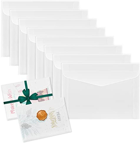 Bekecidi 50 Stück Umschläge für Einladungen, Durchscheinende Pergamentumschläge Pergamin-Umschläge Transparente Hochzeitsumschläge Blanko Weißer Papierumschlag für Grußkarte Postkarte (17,5 x 12,5 cm)