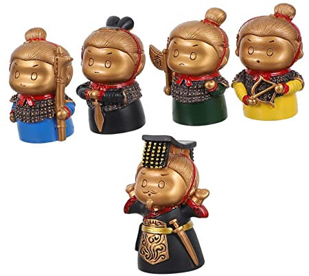 Levemolo 5st Terrakotta-Krieger Und Pferdedekoration Terrakotta-kriegerfigur Qin-Krieger-Statue Wohnkultur Alte Chinesische Kriegerstatuen Qin-terrakotta-Krieger Zutaten Harz Schreibtisch