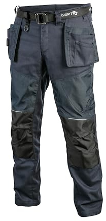 Högert Technik NEKAR Arbeitshose Herren 3XL – Robuste Arbeitshose mit 8 Taschen, reflektierenden Elementen & verstärkten Kniebereichen – Blau