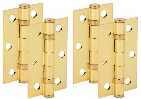 HANDLEZONE® Door Hinges 2 Pairs 76mm / 3 inch Ball Bearing, with Screws - Satin Brass