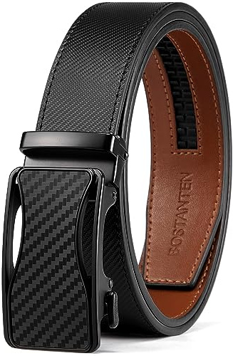 BOSTANTEN Gürtel Herren, Ledergürtel für Herren mit Ratsche Automatikschließe Business Anzug Gürtel Breit 35mm,Größe Angepasst