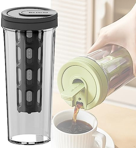 HNJZX Cold Brew Kaffeemaschine und Eistee-Brauer-Krug Getränkekühler Große Kapazität Teekanne mit Netzfilter 1L (100 ml) (Grau)