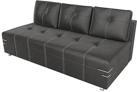 BROMARKT Schlafsofa BERGOLLO - Sofa mit Schlaffunktion und Bettkasten, Bettsofa, Couchgarnitur, Couch, Sofagarnitur, Bett (h85 x t99 x b200 cm, Kronos 34 Grau)