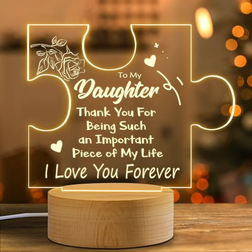 Coldbling Daughter Gifts from Mum Dad - Daughter Birthday Gifts, Puzzle-Shaped Night Light Lamp Daughter Gifts Ideas Christmas Xmas Thanksgiving Birthday Anniversary Present for Daughter Women