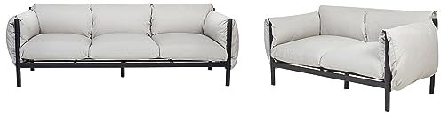 Beliani Lounge Set 2-teilig Aluminium schwarz/grau 2-Sitzer & 3-Sitzer Sofa Esperia