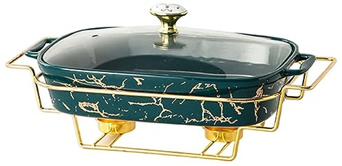 Rechteckiger keramischer Spiritus-Herd-Haushaltsgeschirr-Licht-Feuer-Heizungs-Hotel-Restaurant-Lebensmittel-Heizungs-Behälter,Green-B