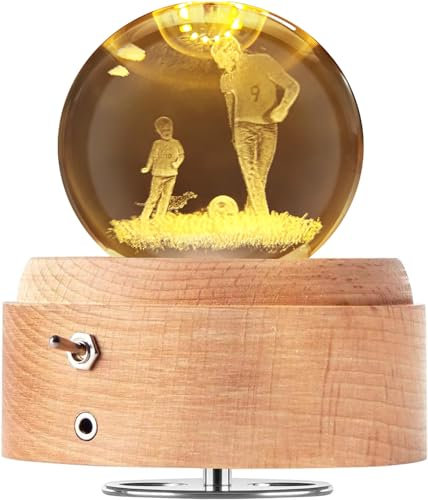 BIAOQINBO Kristallkugel Spieluhr, 360° Rotierende Hölzerne Spieluhr mit Licht, Beleuchtete Projektionsfunktion, Geschenk für Weihnachten, Erntedankfest Geburtstag Valentinstag Muttertag