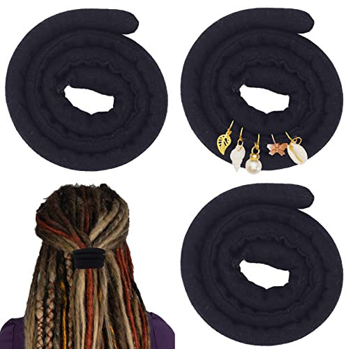 3 Stück Spiral Lock Hair Tie Dreadlock Haargummi Set Dreadlock Zubehör für Frauen und Männer Dreadlocks Pferdeschwanz Halter Dread Haarbinder für Braids dickes lockiges Haar (50 cm/20 inches, Schwarz)