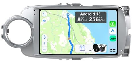YUNTX [8GB+256GB] Android 14 Autoradio per Toyota Yaris GRMN (2012-2017)-[Incorporato Carplay/Android Auto/DSP/GPS]-9 Pollice IPS 2.5D Touch Screen-CAM+MIC-DAB/AHD Camera/Bluetooth 5.0/Mirror Link