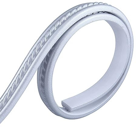 TWSOUL Flexible Molding Trim Wallpaper Border,5M Self Adhesive Peel and Stick Molding Ceiling 2cm Molding Edging Strip for Cabinet,Door, Mirror Frame,Furniture Home Decor (5M, Silver)