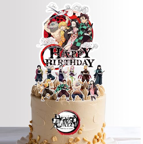 Demon Anime Themed Cake Topper Decoration Manga Themed Kids Party Paper Card Quick Easy Adjustable