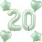 Olive Grün Luftballons Zahl 20+4 pcs herz/stern Folienballon Zahl 20 .Geburtstag frau mädchen,40 Riesenzahl Ballons 20 .geburtstagsdeko mann,Zahlenballon 20, Helium Ballons 20 Zahlen Luftballon