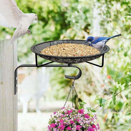 CQAIRIOU Vogelfutterstation zur Wandmontage, 30 cm, Edelstahl, Halterung für Baum und Zaun, Vogelfutterstation für Wildvögel, Tischmontage, Vogelfutterstation mit Haken zum Aufhängen
