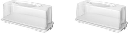 Rotho Fresh Kuchenbehälter mit Haube und Tragegriff, Kunststoff (PP) BPA-frei, weiss, 36 x 16 x 16 cm (Packung mit 2)