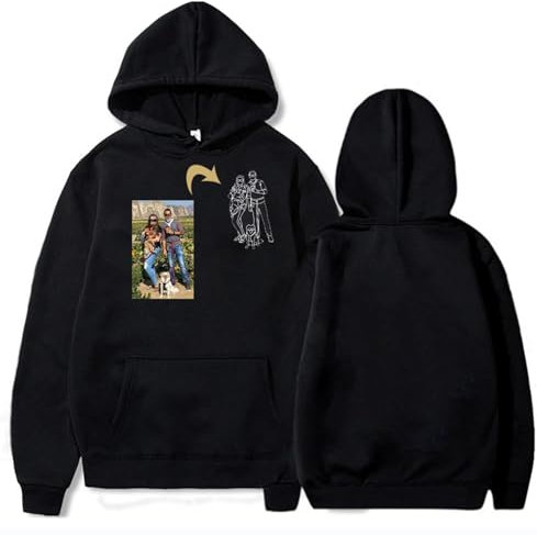WOMB Individuell bestickter Kapuzenpullover, individuelles Porträt von Foto, Kapuzen-Sweatshirt, Paar-Kapuzenpullover, passende Hoodies, Mehrfarbig, 5X-Large