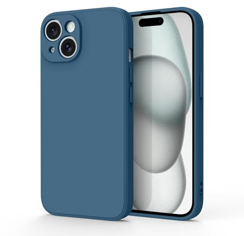 Vancle Coque Compatible pour iPhone 15 6.1, Coque en Silicone avec Design Spécial Bord Droit pour iPhone 15 6.1 (Bleu Marine, iPhone 15 6.1)