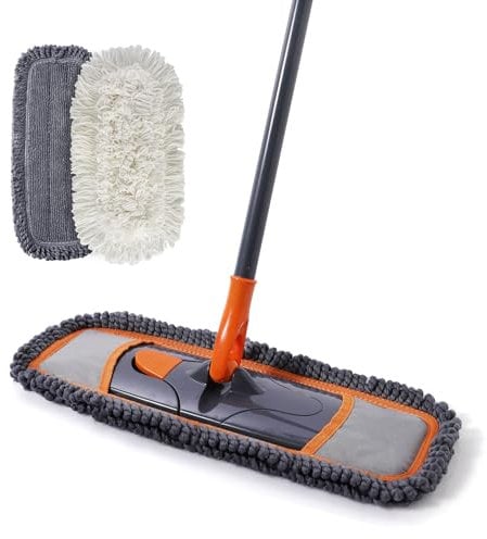 CLEANHOME Mops for Floor Cleaning with 2 Dry & Wet Washable Replacement Mop Pads and Extendable Long Handle, Dust Mop for Hardwood Floors, Marble, Tile Floor Cleaning