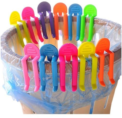 Bin Bag Clips 30pcs Plastic Clip Clamp Rubbish Bag Holder for Kitchen Garbage Waste Trash Can Junk Bag Fixed Clip Random Color