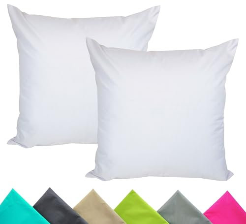 JACK 2er Set 40x40cm Outdoor Kissenhülle Kissenbezug Wasserfest Sitzkissen Lounge Kissen Garten Stuhl Lotus Effekt, Farbe:Weiß