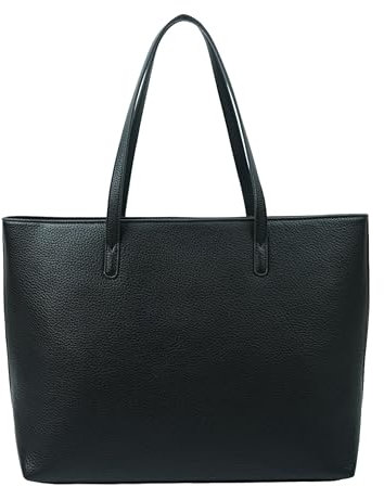 Tommy & Kate HARLEY Classic Tote Bag for Women, Premium Quality Shoulder Bag Grain Texture with Inner Pockets, Spacious and Stylish - Ideal for Work, Travel, and Daily Use (Black)