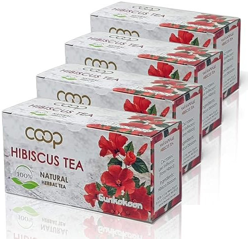 80 Tea Bags Hibiscus Tea 100% Natural - 4 Boxes 1.5 g Bags