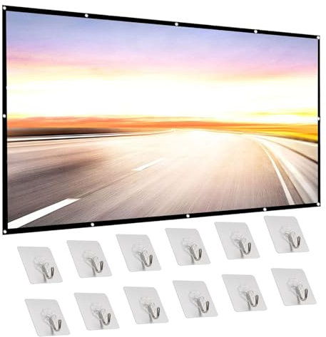 Pantalla de proyector de 150 pulgadas, 16:9, plegable, antiarrugas, pantalla de proyección portátil para cine en casa, exterior e interior