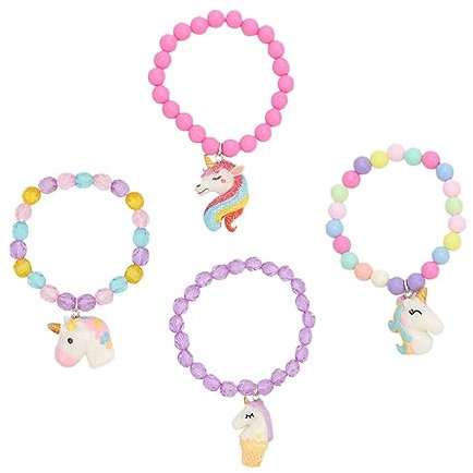 ifundom 4 Stück Armband Einhorn Armreif bunte Perlenarmbänder dekorative Perlen Kinderarmbänder Farbperlen armbänder für kinder handgelenkbandage armschlinge Kinder-Handgelenk-Dekor Acryl