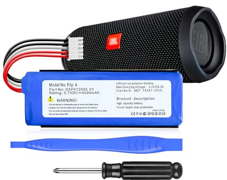 Batteria 4000 mAh per JBL Flip 4, Flip 4 Special Edition, GSP872693 01 + strumenti di riparazione