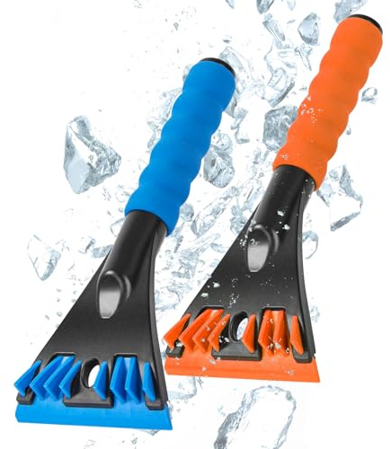 GOHHME Eiskratzer Auto 2 Stück Keine Kratzer Doppelseitige Funktionalität Ergonomisches Design Langlebige Konstruktion Kompakt und Tragbar Eiskratzer Auto Winter Zubehoer Blau & Orange