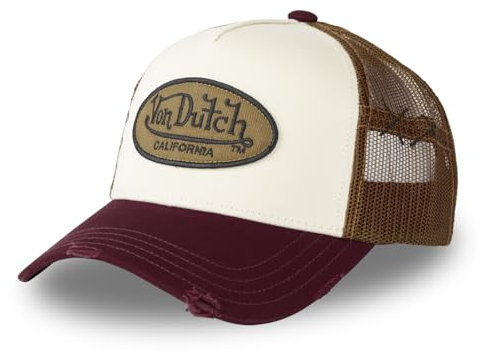 Von Dutch Kappe für Damen & Herren, Trucker-Kappe Burgundy, verstellbar, Bordeau/Beige/Khaki, Einheitsgröße
